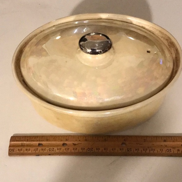 Yellow lidded Royal Rochester 50’s Stoneware Casserole Yellow Opalescent - Picture 7 of 16